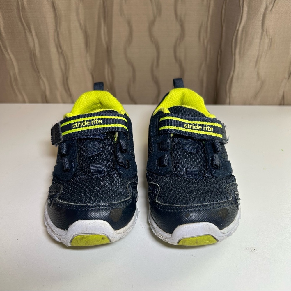 Stride Rite M2P Taylor Boy's 5.5 W Sneakers Washable Adjustable Dark Navy Yellow - Picture 14 of 15